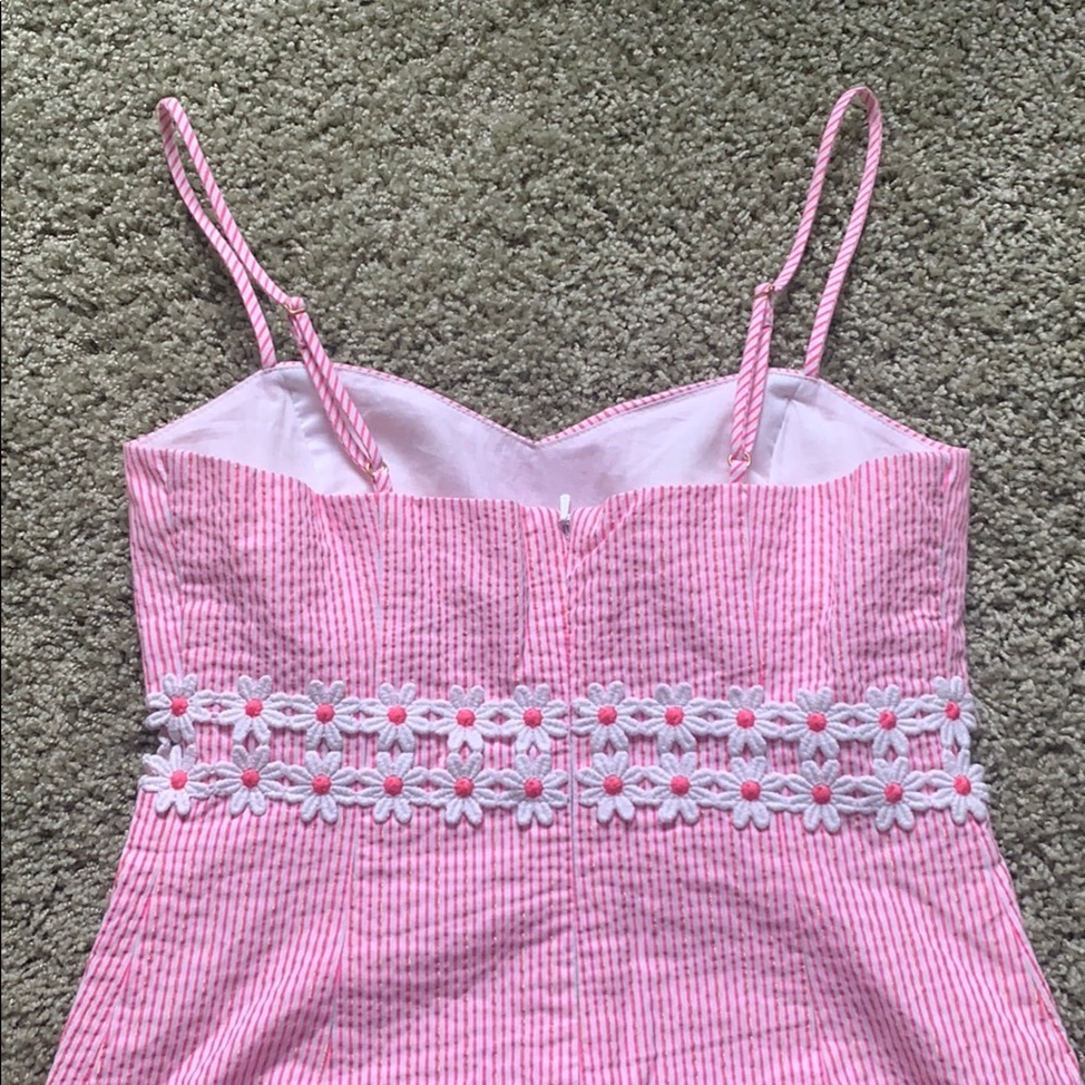 Spaghetti strap pink seersucker sundress - Picture 2 of 4